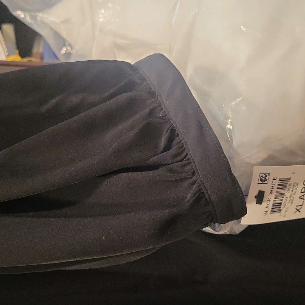 Alfani, black puff sleeve button up dress shirt
